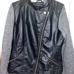 Women’s Medium New Look Faux Leather Jacket with Cloth Sleeves
